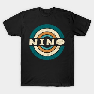 Retro Style Nino Name Birthday 70s 80s 90s Circle T-Shirt